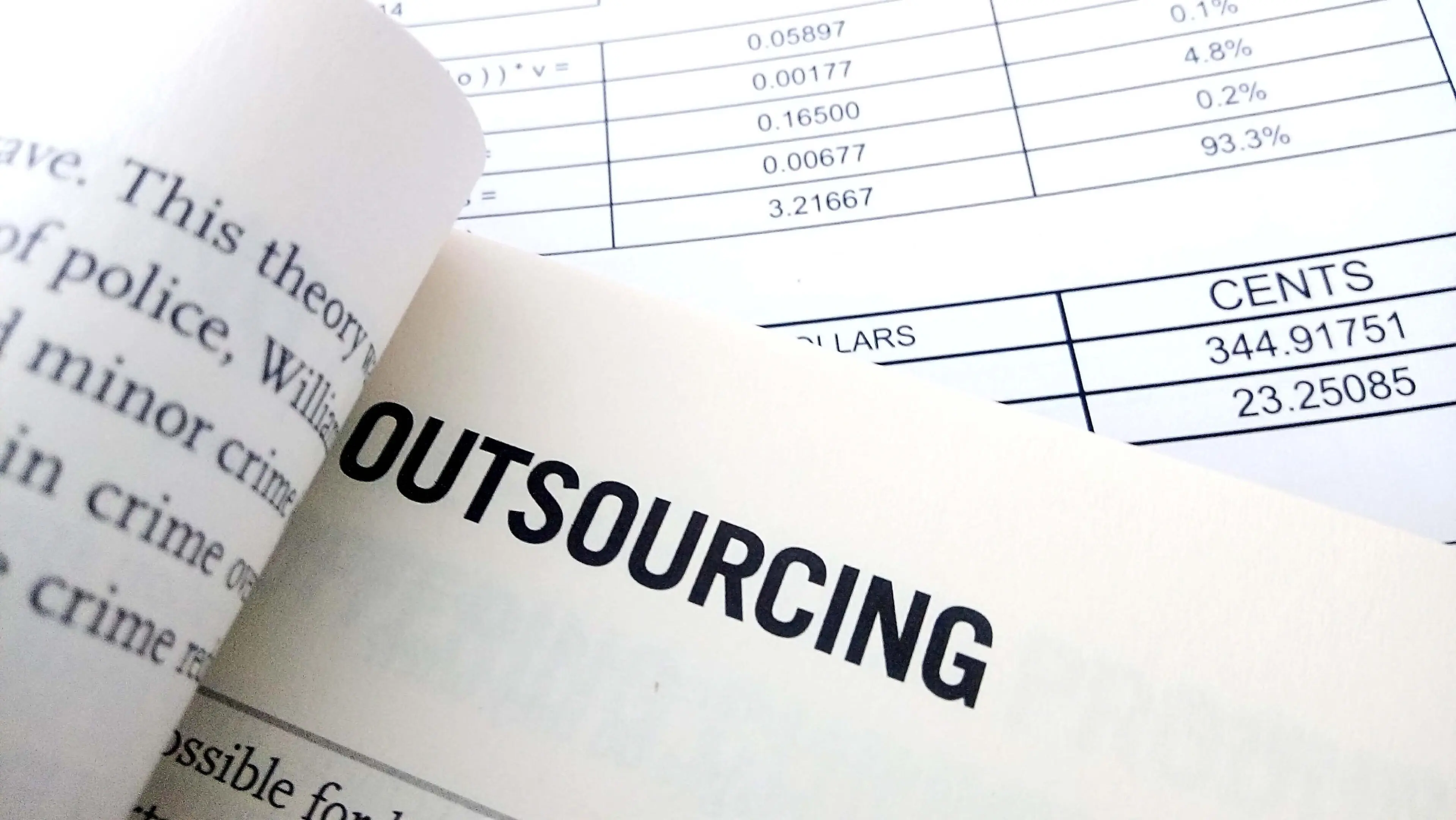 Financial tables and outsourcing book page